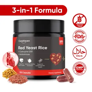 Red Yeast Rice 1000mg with Nattokinase & CoQ10 - Extra Strength Natto Extract Supplement for Cholesterol & Heart  Support - 120 Capsules Fitness Dietary Healthcare edible health daily veg
