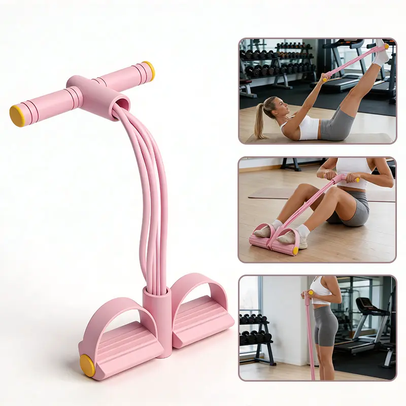 Heavy Duty 6-Tube Elastic Puller, Portable Foot Pedal Fitness Band for Home Training, Sit-Up Support & Daily Physical Activity