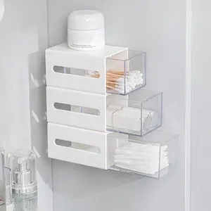 Wall Mounted Storage Box, 1/3pcs Clear Drawer Type Storage Box, Multifunctional Storage Organizer for Home Bathroom Kitchen, Bathroom Necessities