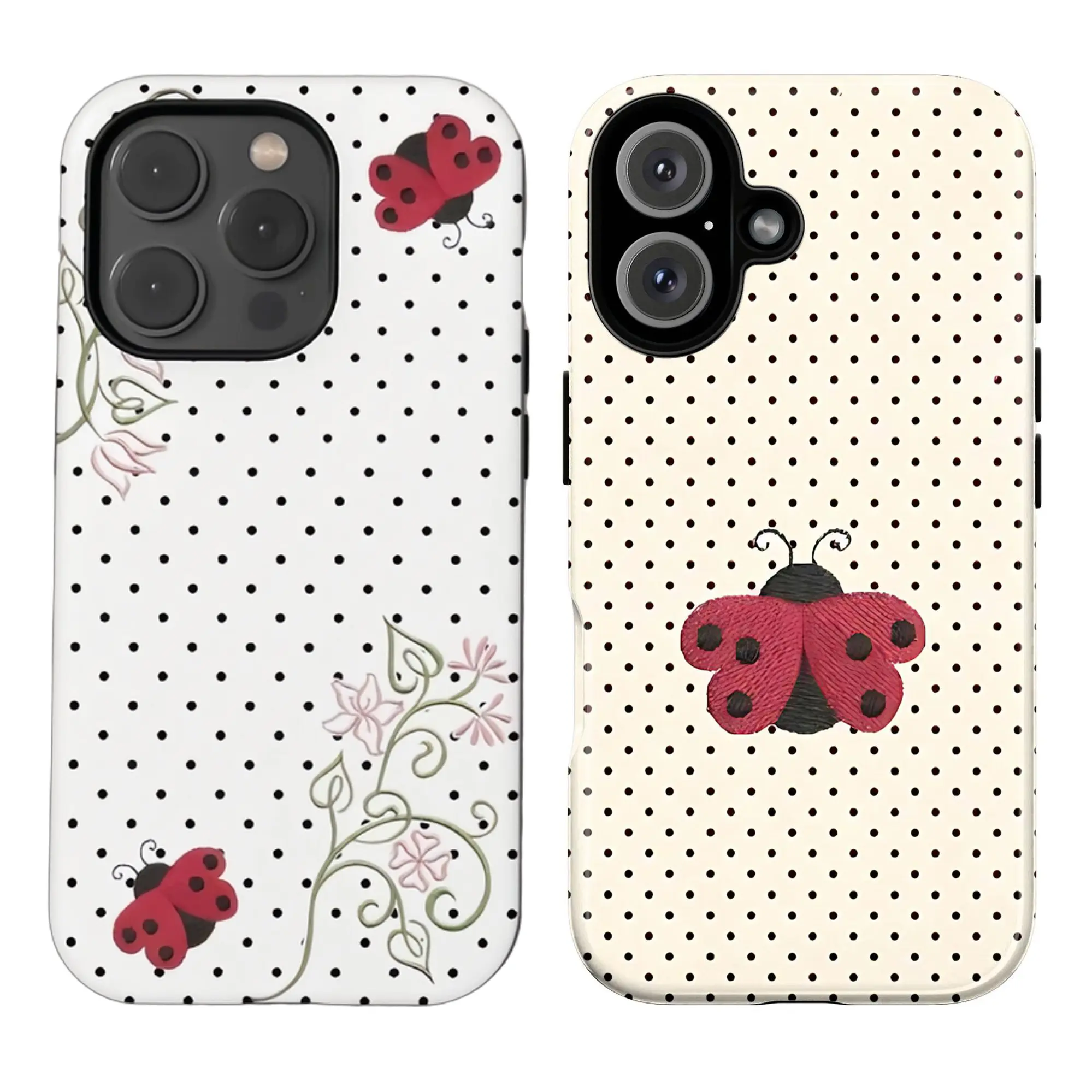 Polka Dot Ladybug Phone Case Cute Y2K Art Kawaii Floral Coquette Case  for iPhone 17 16 15 14 13 12 11 Air Promax Plus