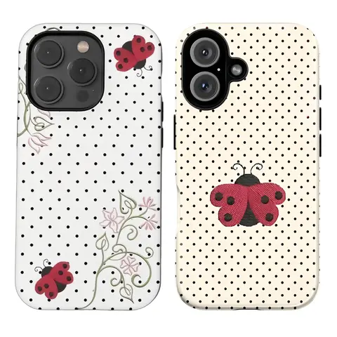 VYD Cute Y2K Kawaii Coquette Cellphone Casing - Polka Dot, Ladybug, Flower Design Protective Cover for iPhone 18,17,16,15,14,13,12,11,Air,ProMax,Plus Cute Phone Accessories