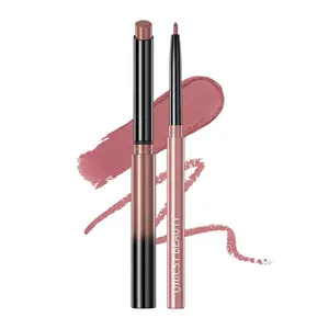QiBest Nude Rose Pink Cream Lipstick With Lip Liner Makeup Set For Women, Soft Matte Lip Stick Silk Finish With LipLiner Pencil 24 Hours Original Waterproof Labials, Velvety & Non-Drying Formula, Moisturizing Matte Lipstick
