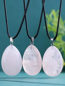 3pcs Natural Crystal Teardrop Pendant Necklace, Women's Healing Crystal Jewelry, Elegant and Stylish Accessory for Everyday Wear