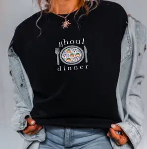 Embroidered Ghoul Dinner Halloween Cookie Sweatshirt
