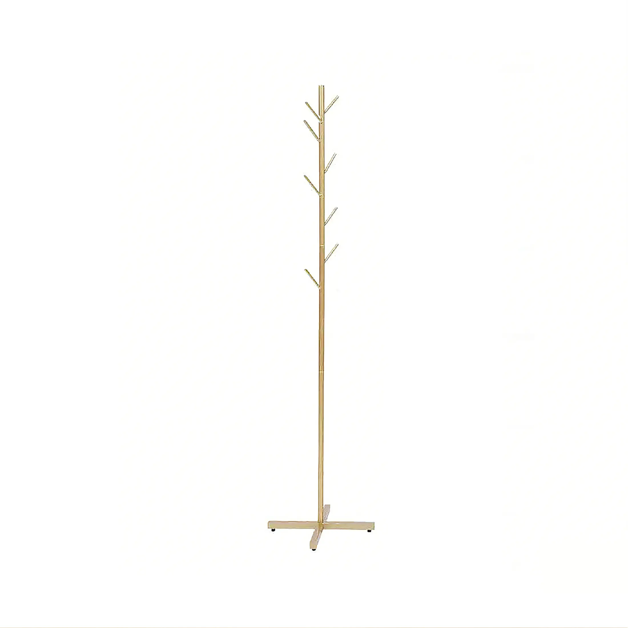 Metal Hanger, Modern Free-standing Hanger, Sturdy Coat Tree with Cross Base, Gold Hanger Hall Tree for Clothes Jackets Hats Bags Entryway