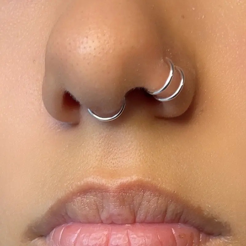 Adjustable Unisex Body Piercing Jewelry Septum and Double Nose Ring Faux Set in Black Gold or Silver Copper Coated Wire 5mm 6mm 8mm 10mm Sizes Septumpiercing