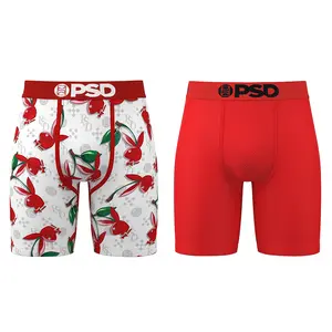 PSD Mens TikTok Exclusive Boxer Brief Bundle - Playboy Cherry Lux + Infrared Solid Boxer Brief 2-Pack, Standard Length 7 Inch Inseam Boxer Briefs, Soft Breathable and Stretchy Menswear