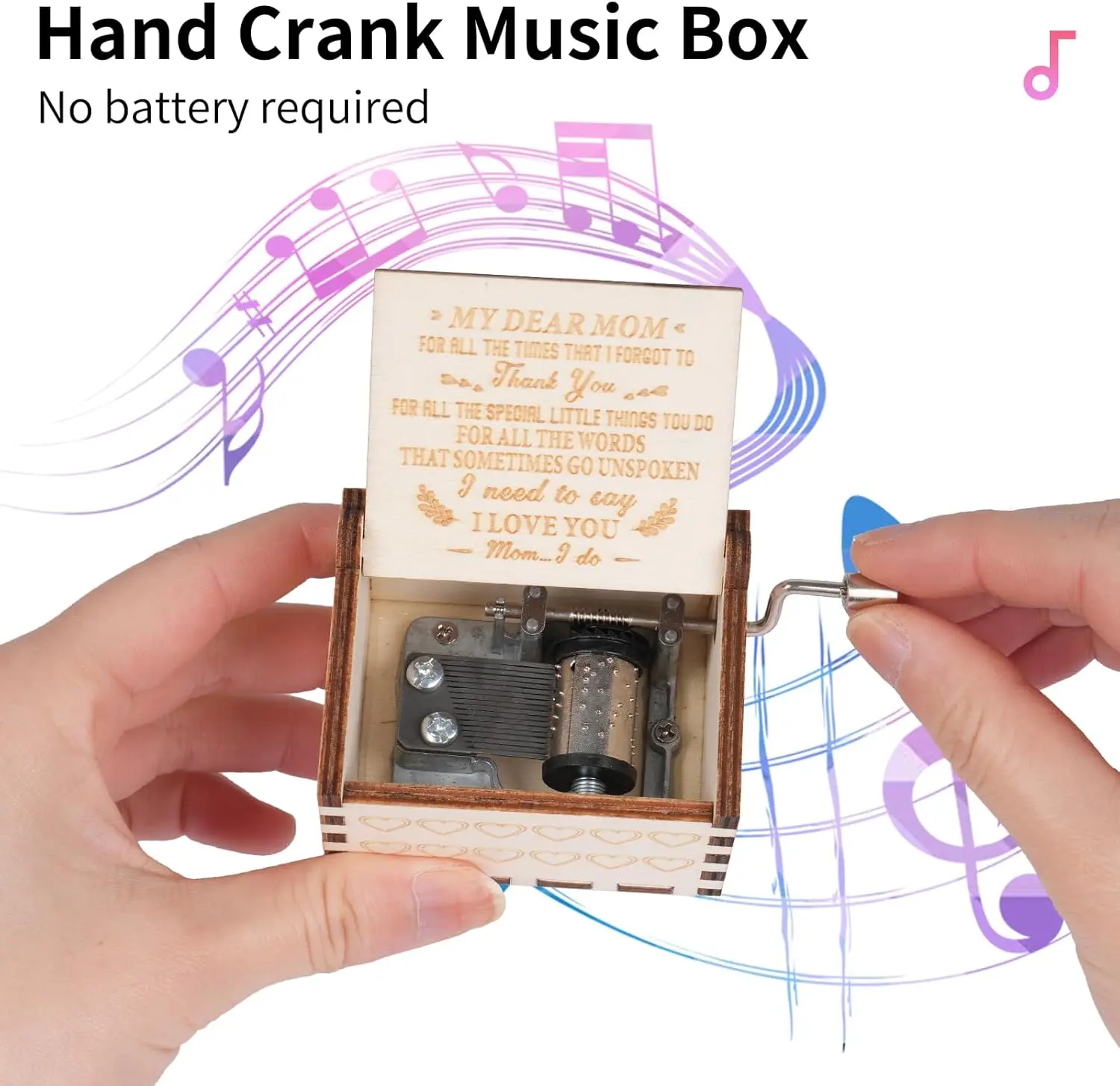 2026 New Handcrafted Solid Wood Clockwork Music Box - Design-Focused Home Decor, Gift-Ready Item for Happy Birthday Gifting, Plays Melody for Family, Play Melody