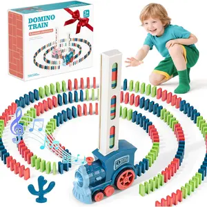 60 Pieces Domino Toy Train, Battery Driven Automatic Stacking, Montessori Educational Game, Fun Gifts for Boys and Girls