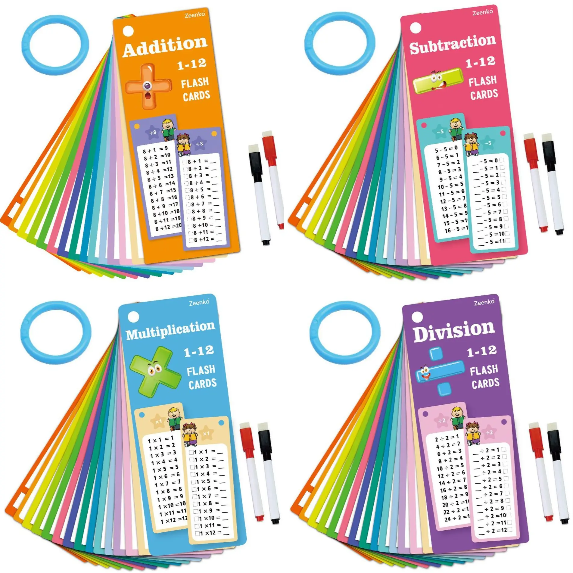 Educational Math Flashcards, Bilingual Flash Cards, Multiplication & Division 0-12, Interactive Learning Toy, Paper Material, Preschool Classroom Activities, Number Flash Cards