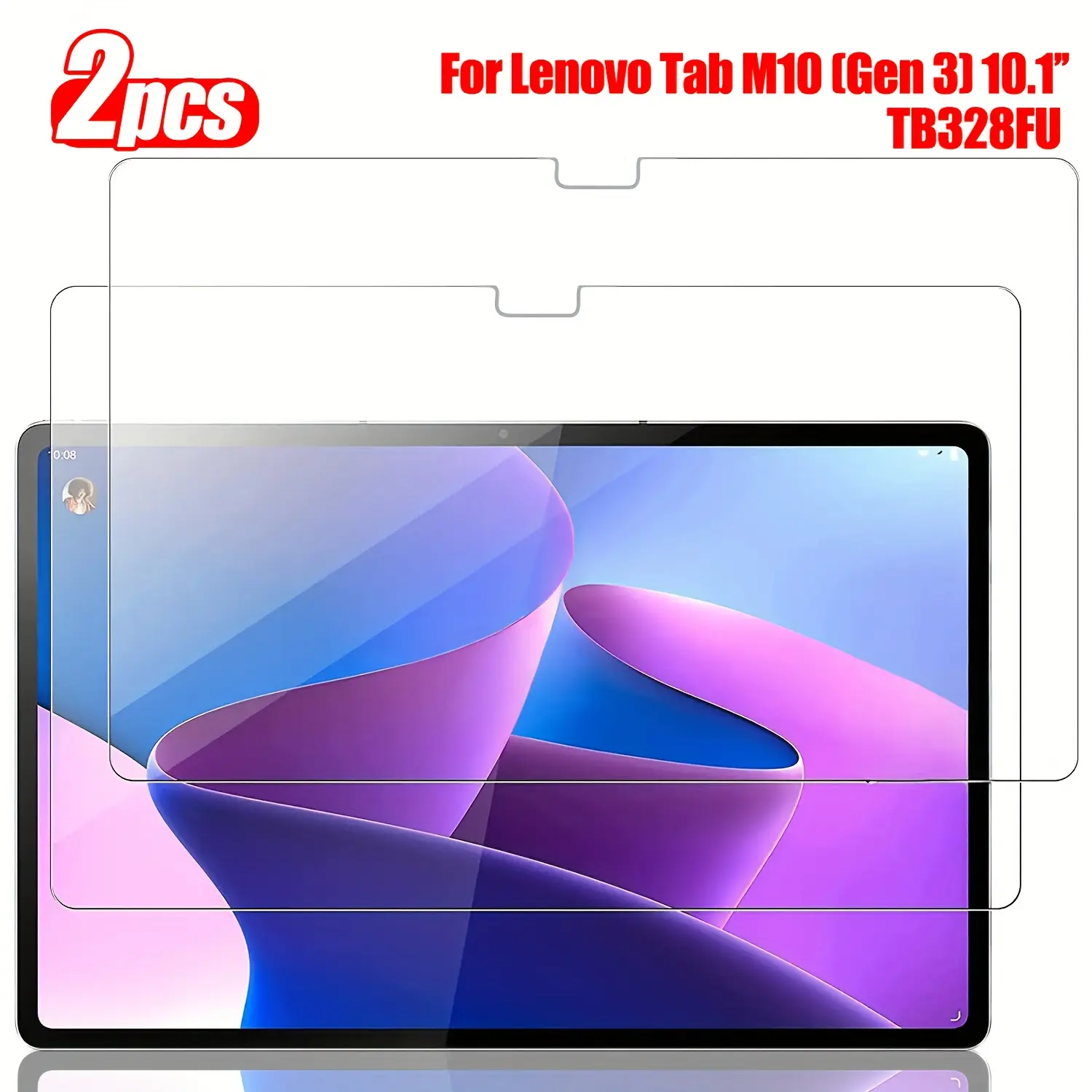 2-Pack Tempered Glass Protective Tablet Screen Protector Set for Lenovo Tab M10 3rd Gen 10.1-Inch 2022, Tb-328fu, Anti-Fingerprint Clear HD Protection Film