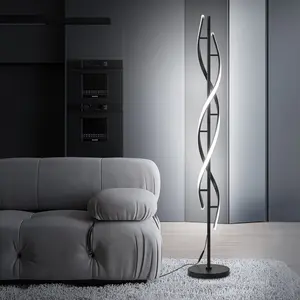 60 Inch Modern Spiral LED Floor Lamp with Remote Control