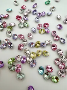 Luxe 6x8mm Small Oval Shape Foiled Pointed Back Rhinestones for Nails Arts and DIY