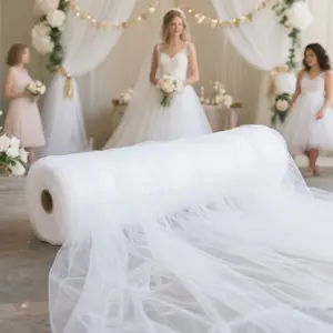 54-Inch Wide x 40 Yards Soft Mesh Tulle Fabric for Wedding Dressmaking Bridal Gift Wrapping Ceremony Backdrops Home Decorations Parties Celebrations