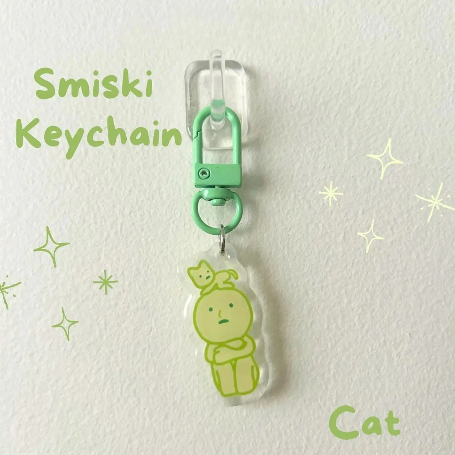 Smiski Keychain, Green Guy Cat Acrylic Kawaii Charms - Cute Bag Accessories, Collectable Keychains For Backpack, Bag, Great For Party Favors & Little Gifts!