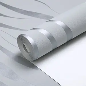One roll of 20.86*118.11 inch self-adhesive wallpaper with 3D stereoscopic striped wave pattern, non-woven fabric wallpaper, thickened, for bedroom and living room feature wall, peel-and-stick, can be cut, home decoration, Decorative Wallpaper