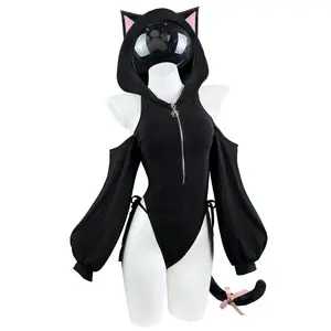 Koruraclub Valentine's Day Shy Neko SR05 Cat Bodysuit - Complete Set with Cat Ears & Tail for Anime Cons