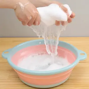 Portable Foldable Durable Compact Wash Basin, Space-Saving Plastic Household Washing Bowl, Ideal for Cleaning, Dishwashing, Fruits, Camping, Hiking, Home Use