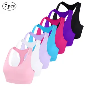 7 Pack Seamless Soft Stretchy Women's Ribbed Racerback Crop Tank Top Camisole Sport Tanks Croptop Bras Set for Comfort - Womenswear