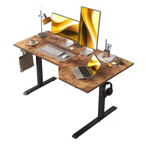 Agilestic Electric Height Adjustable Standing Desk, L-Shaped Sit-Stand Desk for Home & Office, Ergonomic Computer Table with Splice Board, Rustic Brown/Black/White/Light Rustic Brown