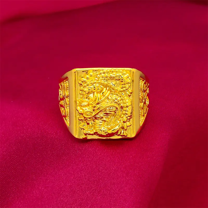 Embossed Domineering Dragon Opening Ring, Handmade Brass Copper Fashion Ring, Statement Euro Costume Jewelry for Men, Valentine's Gift Option, Statement Rings