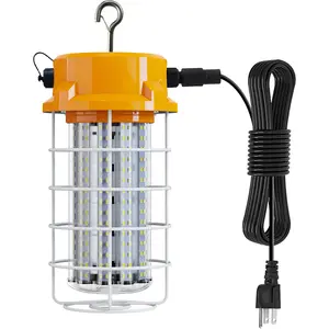 LED Temporary Work Light 100W 15000Lm 5000K Daylight White High Bay led Construction Light with Hook Portable Linkable Durable LED Job Site Lighting for Damp Location Indoor Outdoor Area Lighting camping  toolkit job site light