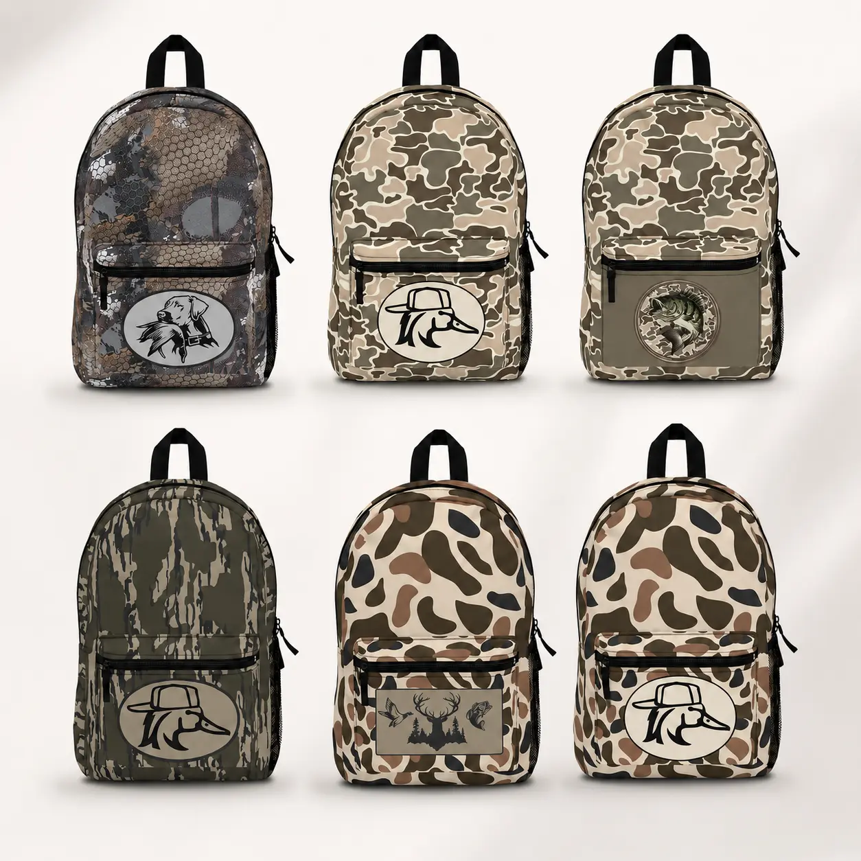 Camo Hunting Backpack, Choose Your Design, Duck Dog Deer Fish Outdoor School Bag, Rustic Travel Daypack Gift