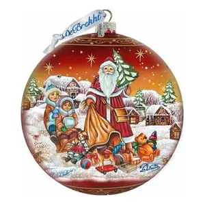 G.DeBrekht 73874R 5.5 in. Traditional Artistic Satin-Painted Deep Iridescent Luminous Transparent Ball Ornament, Limited Edition Santa Claus Gift Giver for Holiday Tree Decor (Home & Festive Party Supplies)