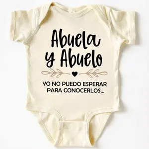 (100% Cotton) Spanish Pregnancy Announcement Baby Onesie – “Abuela y Abuelo” Cute Baby Bodysuit – Grandparents Reveal Outfit – New Baby Gift