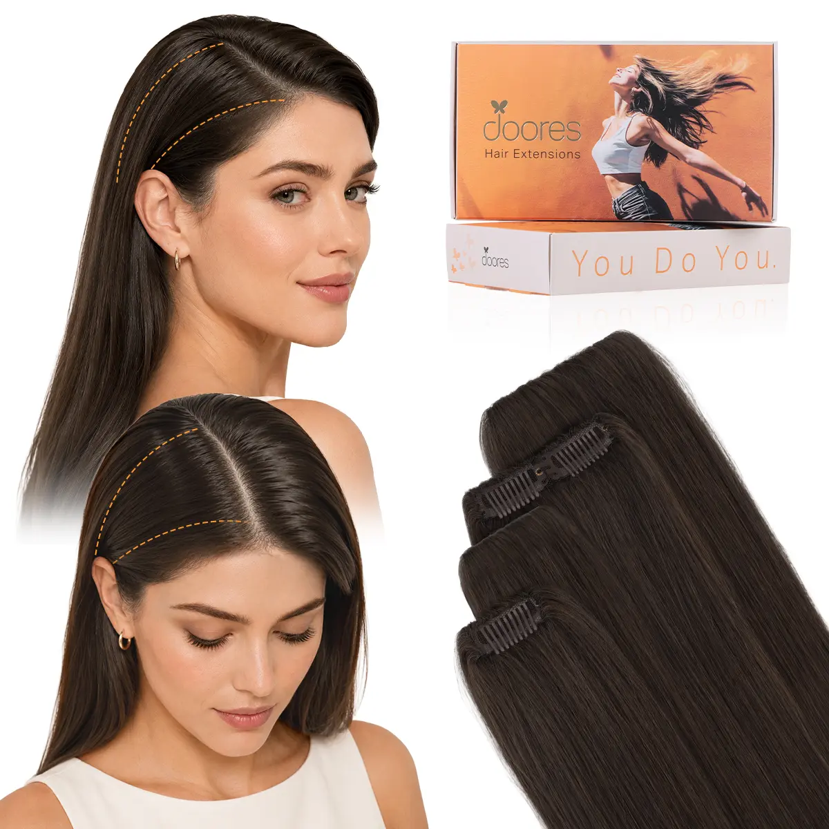 Doores Scalp Hair Fill ins Clip in Hair Extensions Human Hair 14-22inch 2pcs/4pcs Invisible Hair Extensions for Women Natural#SummerFinds
