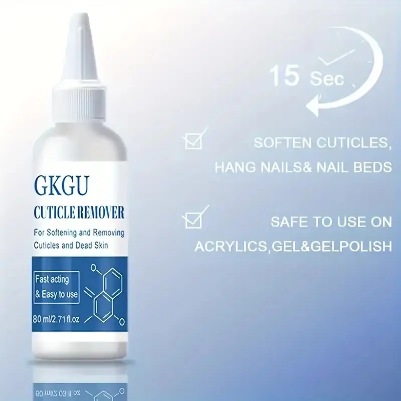 1/3pcs GKGU 80ml Cuticle Remover Gel with Cuticle Pusher, Manicure Pedicure Remover - Moisturizing Softener for Dry Cuticles, Gentle Exfoliator for Manicure Prep, Hypoallergenic Nail Care Cream, Nail Care, Sleek Bottle Design, Nail Products
