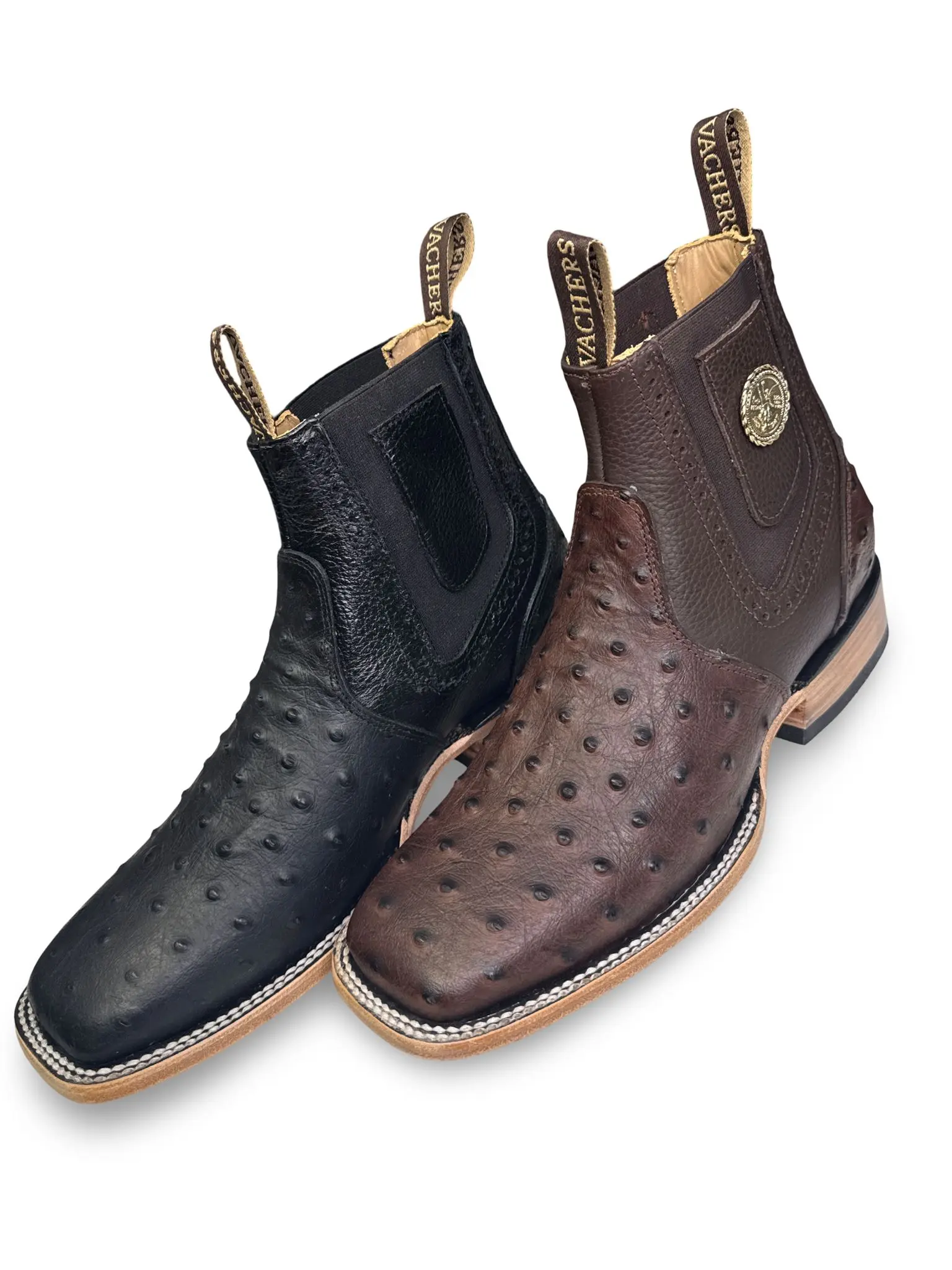 Botin Print Avestruz Negro Y Cafe  Para Caballero
