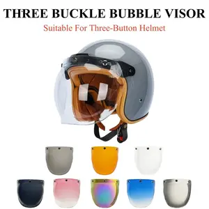 Three Buckle Bubble Visor for Three-Button Helmets Flip-Up Motorcycle Helmet Visor Capacete Lens Visera Cosco Moto Accessories