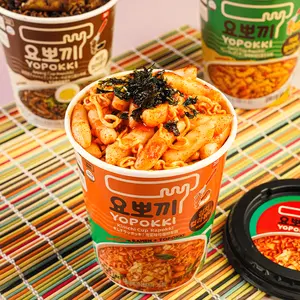 YOPOKKI Korean Ramen and Tteokbokki Kimchi Flavor 145g - Chewy Rice Cake and Bouncy Noodles