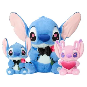Disney Stitch plush, valentine sitting stitch doll, stuffed stitch gift for her, kids companion plush toy, official Disney plush