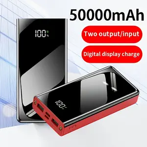 50000mAh Ultra Large Capacity Power Bank, LED Light & Digital Display, Multi Ports (Type-C/Micro/USB), Fast Charging, Portable Outdoor Emergency Power Supply, Ideal Gift