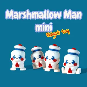 Mini Marshmallow Man Fidget Toy – 3D Printed Ghostbusters-Inspired Collectible | Halloween Vintage Kawaii Figure