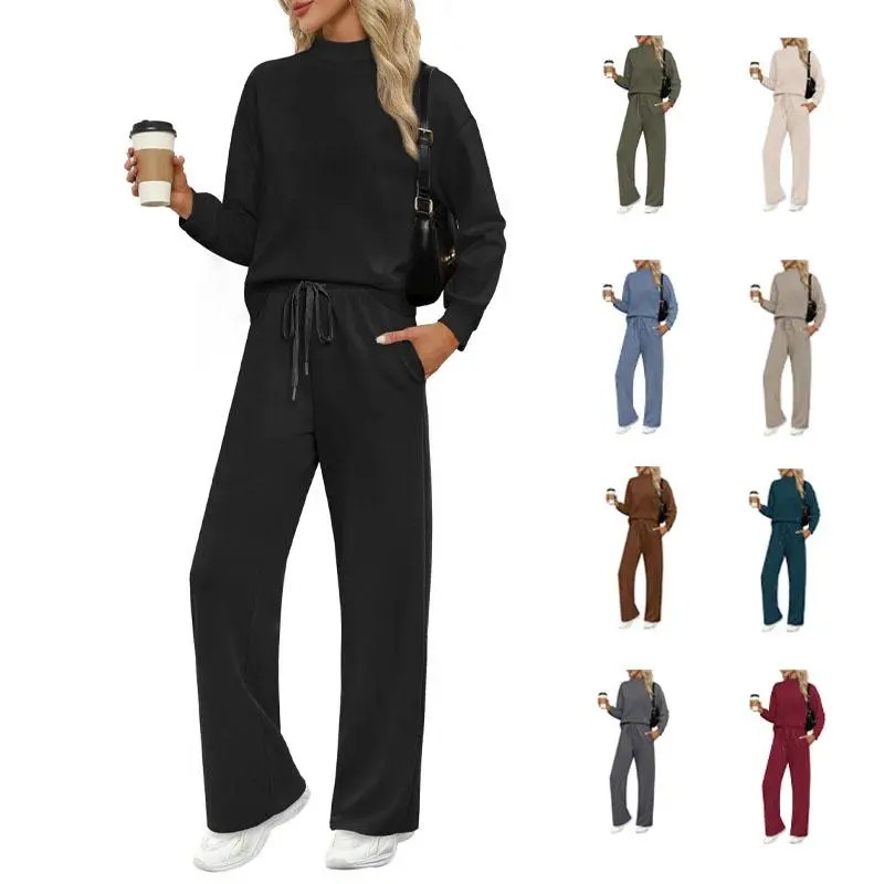 OFEEFAN Two Piece Sets for Women Fall Outfits Lounge Sets Mock Neck Tops Wide Leg Pants Vacation Travel Airport Outfits Casual Long Sleeve OFEEFAN Two Piece Sets for Women Fall Outfits Lounge Sets Mock Neck Tops Wide Leg Pants Vacation Travel Airport Outfits Casual Long Sleeve
