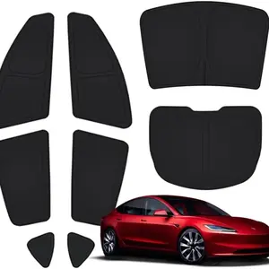 8-Piece Camping Privacy Curtain Set for Tesla Model 3, Upgrade 5-Layer Sunshade, Windshield Cover, UV Protection, Foldable, Perfect Fit