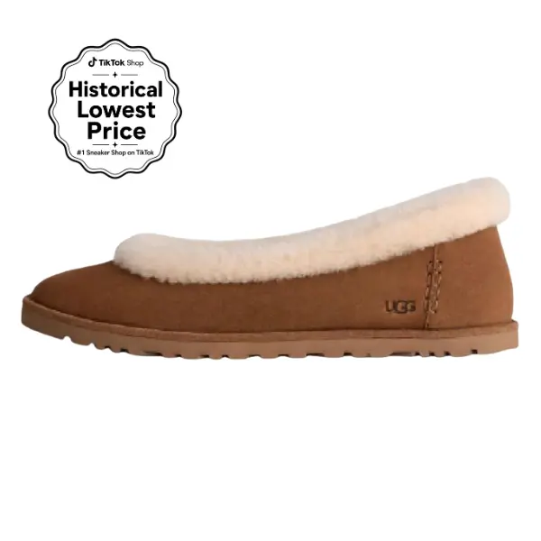 UGG Zora Women's Classic Ballet Footwear - Chestnut Suede with Cushioned Insole, Solid Casual Design for Everyday Comfort