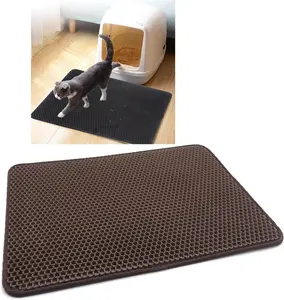 HTTMT Cat Litter Mats Brown Double Layer Pad Trapper Foldable EVA Foam Rubber Pet Supplies Housebreaking Multiple Sizes