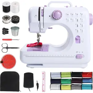 Portable Sewing Machine for Beginners - Mini Electric Sewing Machine with 12 Built-in Stitches, 2-Speed Foot Pedal, LED Light & Storage Drawer - Includes Sewing Kit for  & Adults