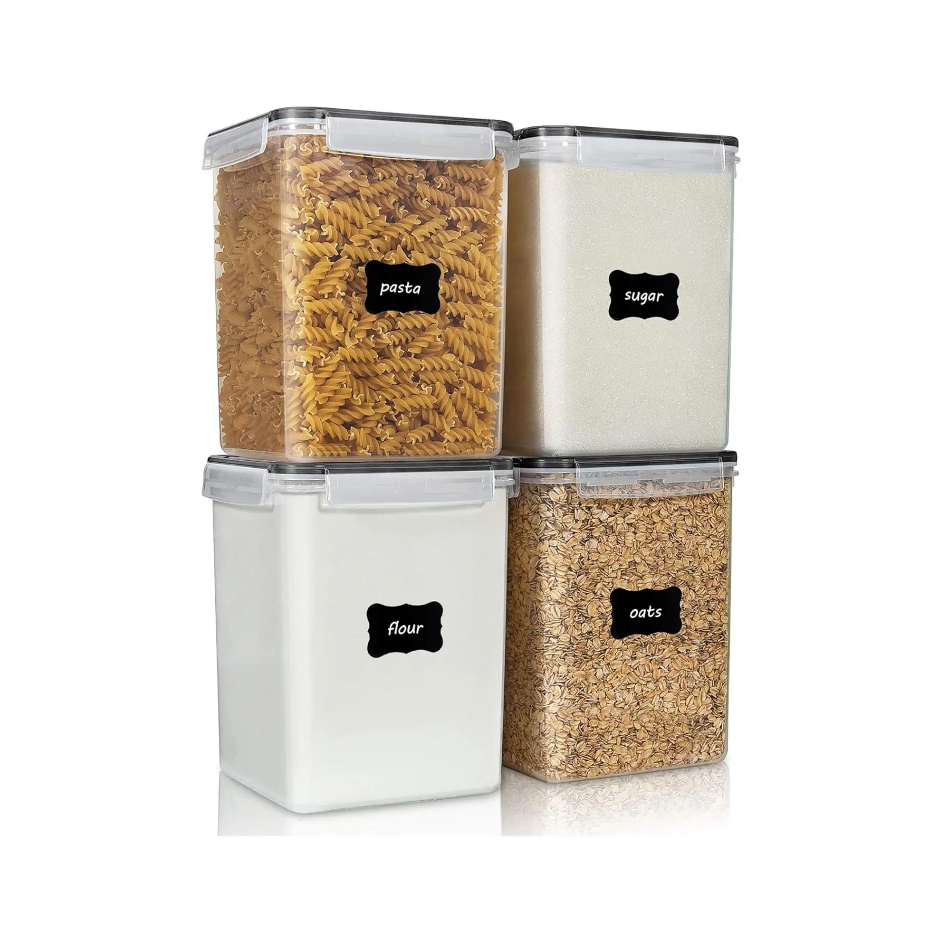 Large Food Storage Containers 5.2L / 176oz, Vtopmart 4 Pieces BPA Free Plastic Airtight Food Storage Canisters for Flour, Sugar, Baking Supplies, with