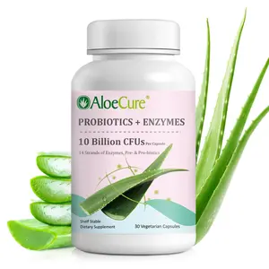 AloeCure Prebiotic + Probiotic & Enzymes for Women's Health Featuring Organic Aloe Vera for Full-Spectrum Support, 30 Capsules