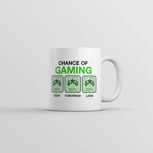 Chance Of Gaming Mug Funny Video Games Graphic Coffee Cup - 11oz Funny Coffee Mugs Ceramic Printed Drinkware Cup