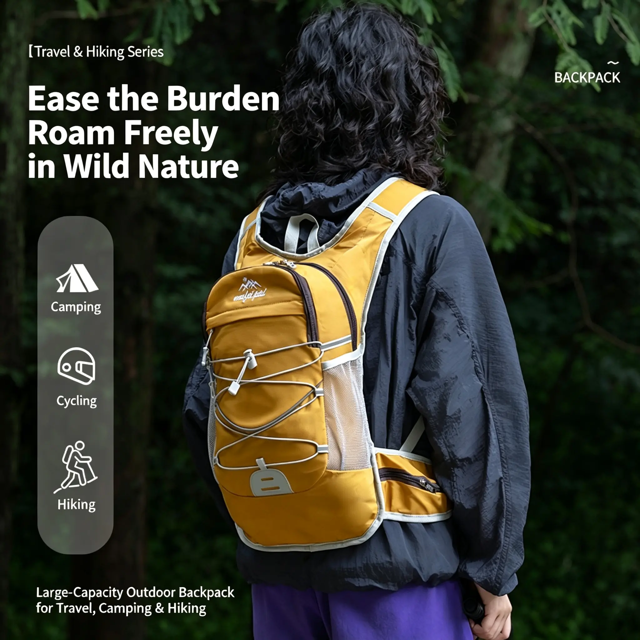 Zobetu Outdoor Mountaineering Bag Lightweight Large Capacity Backpack 15L Traveling Hiking Backpack