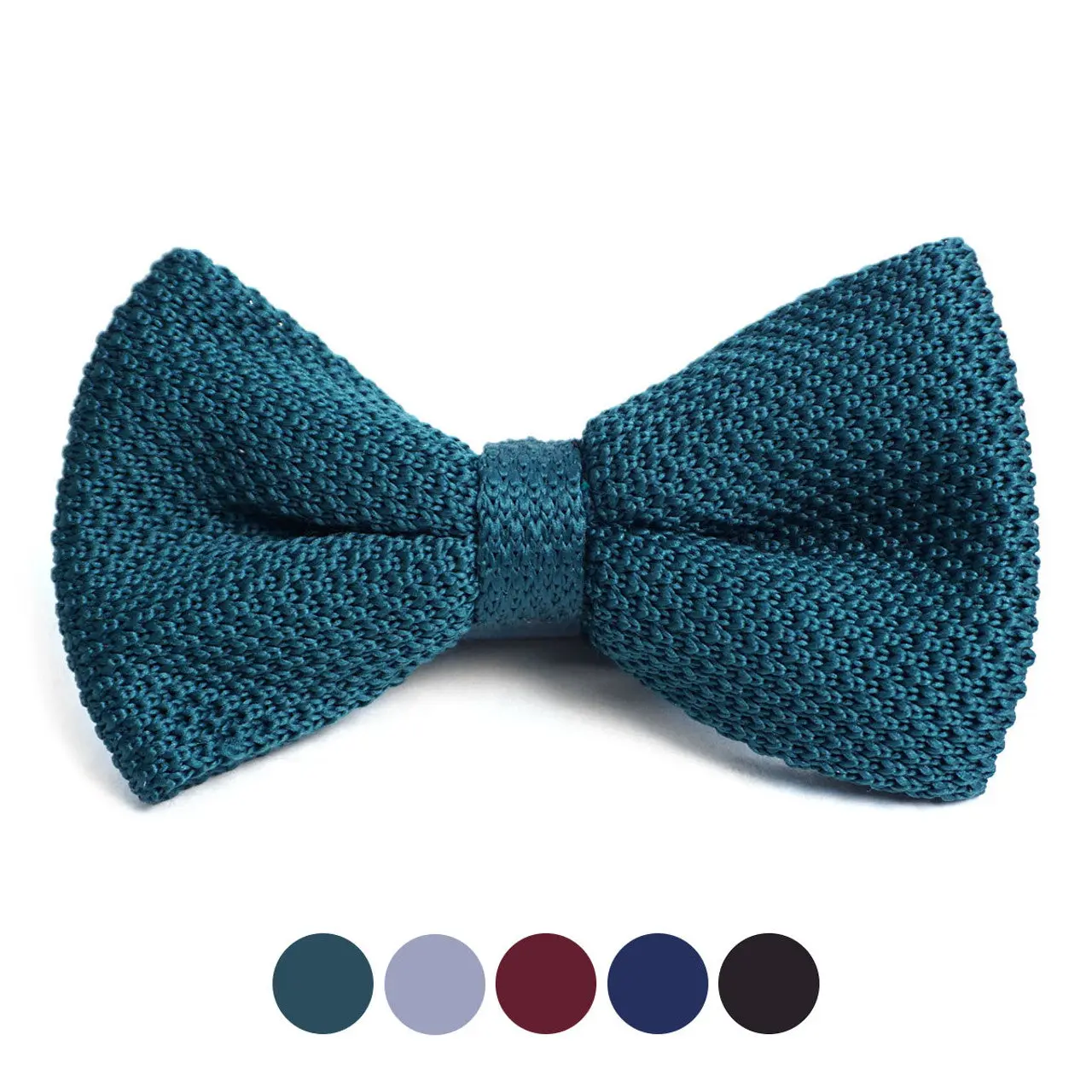 Men's Solid Knitted Pre-Tied Polyester Bow Tie with Adjustable Clip-On Strap for Weddings, Proms, 100% Polyester, Formal, Adjustable Strap, Bowtie, Parties, Secure Clip, Spring Events, Navy, Burgundy