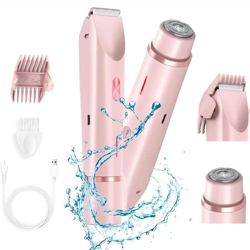 Dual Head Electric Razor, Dry and Wet Use, Pain-Free Hair Remover, Body Groomer Shaver, Suitable for Women's Private Areas, Abs Enclosure, USB Cordless Rechargeable Shaver, Lithium Ion Battery
