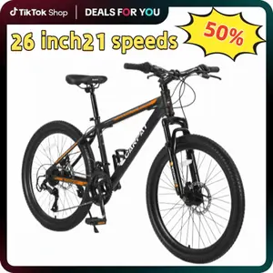 26 Inch Mountain Bike Shimano 21 Speed Bicycle for Adults and Teens High Carbon Steel Frame Front Suspension Mechanical Disc Brakes All Terrain Trail Riding MTB Cycling Setup tall women