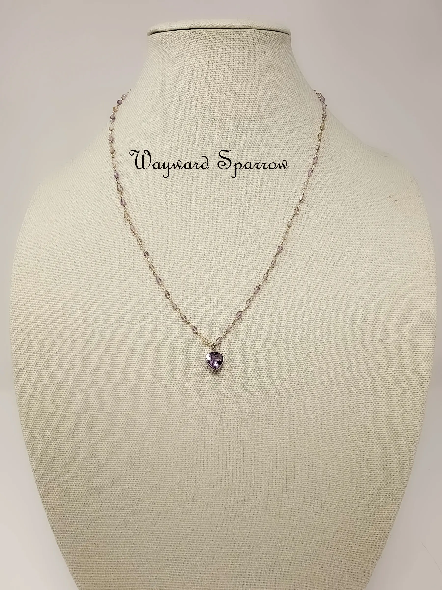 Wayward Sparrow Studio Amethyst Heart and Ametrine Sterling Silver Necklace *Made-To-Order*